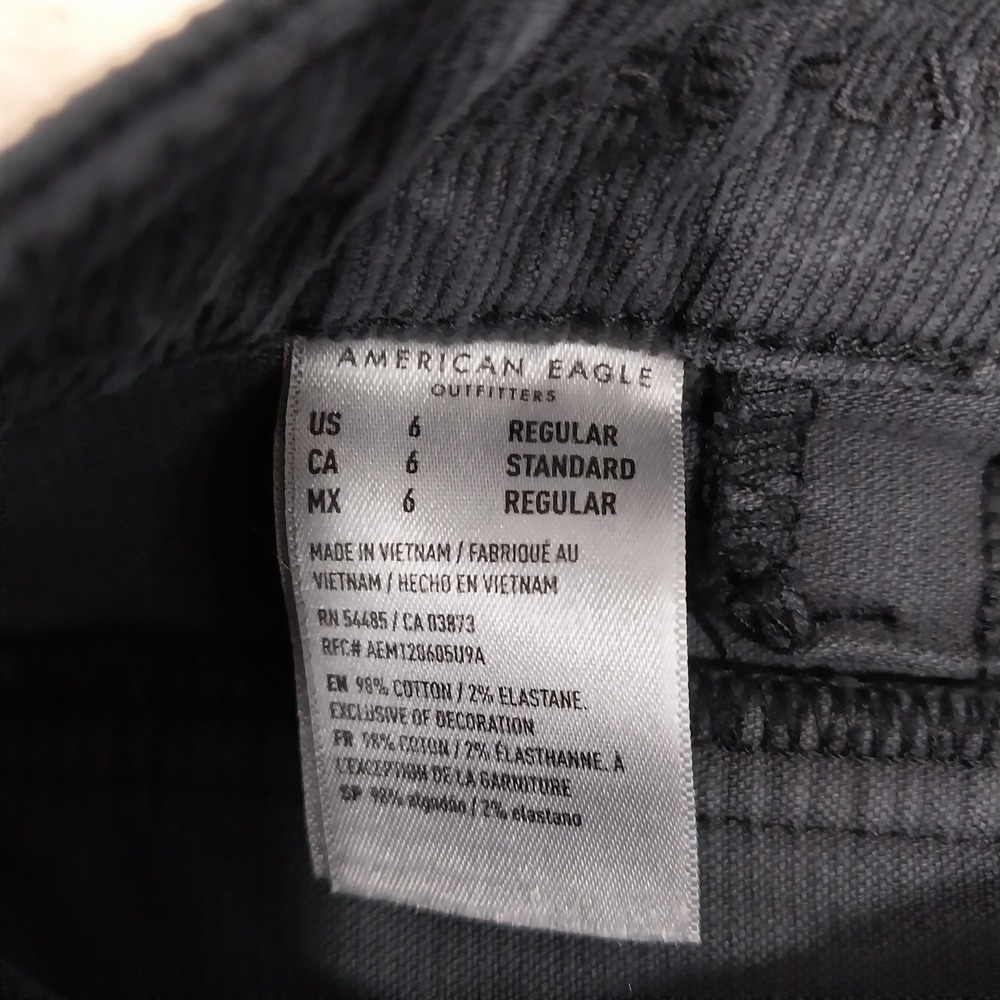 American Eagle Women Pants Super Hi-Rise‎ Flare Corduroy Button Fly 6 Gray Blue - Picture 13 of 15